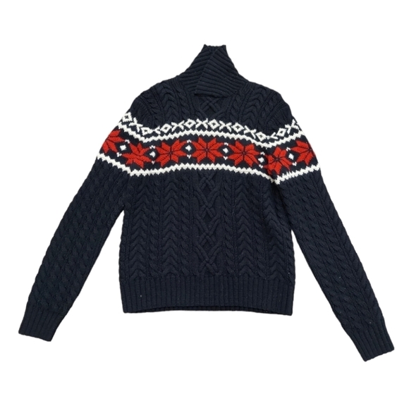 Polo Ralph Lauren Other - Polo by Ralph Lauren 100% Wool Hand Knitted Sweater Snowflake Poinsettia Size L